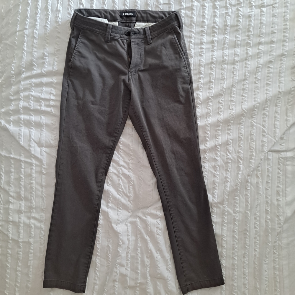 Express mens skinny stretch chino 28x30 charcoal grey